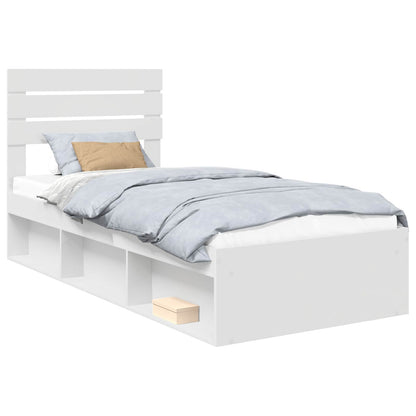 Bedframe met hoofdeinde Wit 90 x 190 cm Massief grenenhout