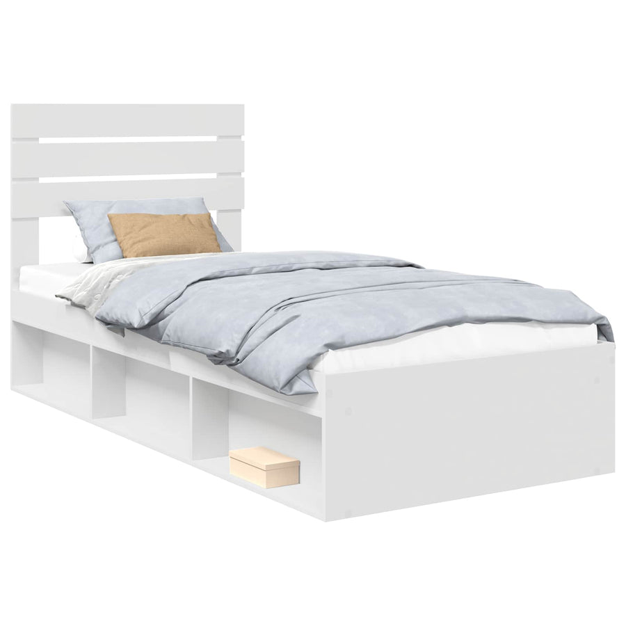 Bedframe met hoofdeinde Wit 90 x 190 cm Massief grenenhout