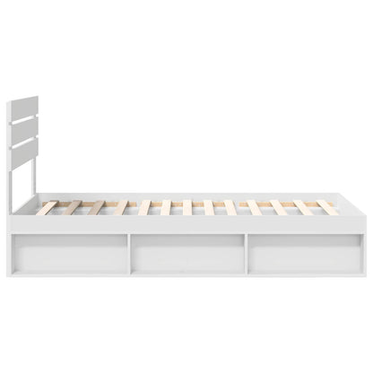 Bedframe met hoofdeinde Wit 90 x 190 cm Massief grenenhout