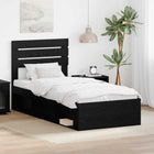 Bedframe 90x190 cm zwart massief grenenhout