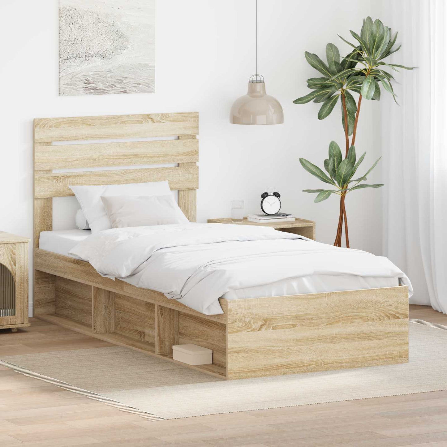 Bedframe met hoofdeinde Sonoma 90 x 190 cm Massief grenenhout