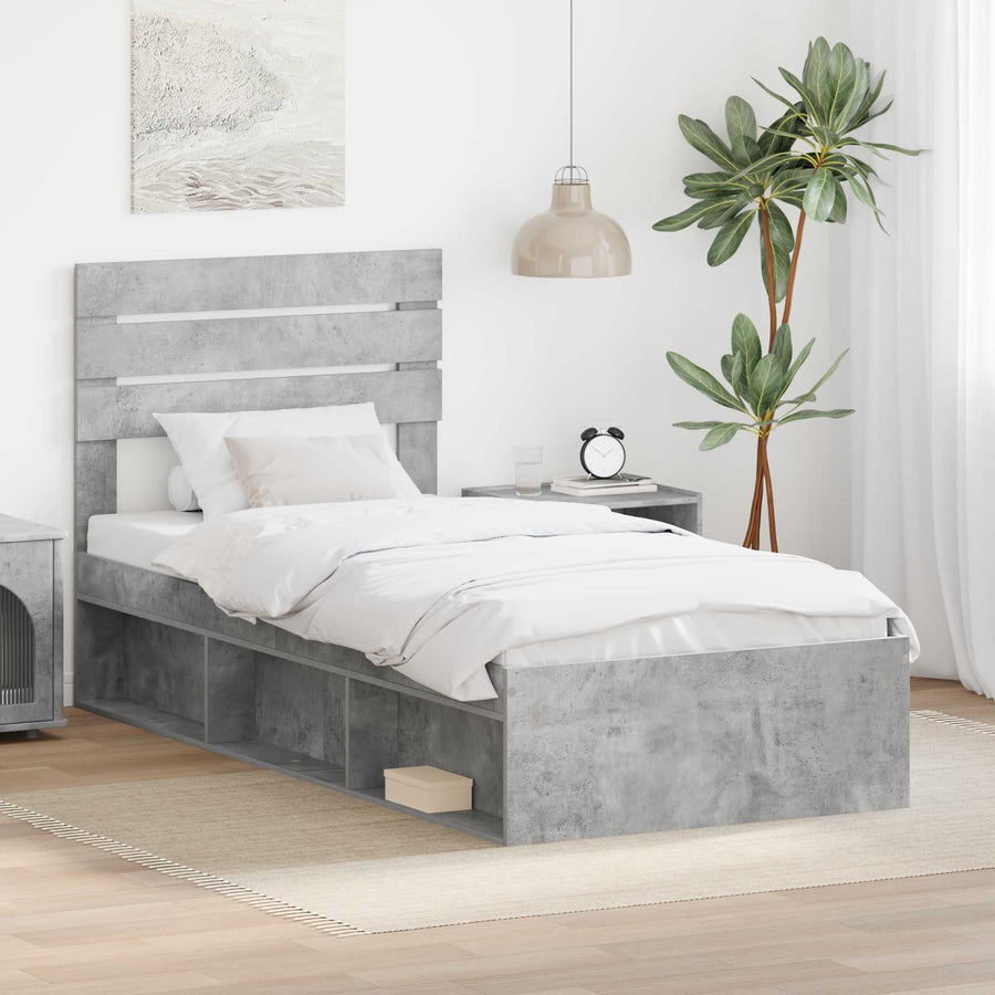 Bedframe Concerte Grijs 90 x 190 cm Massief grenenhout