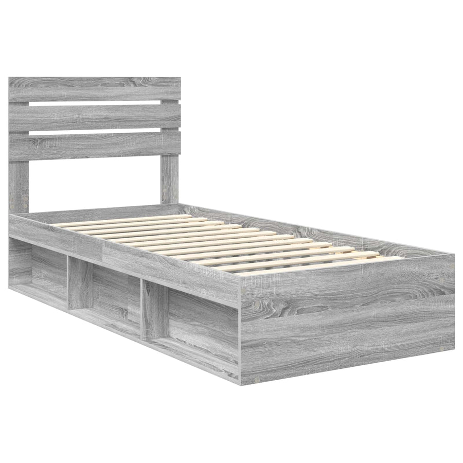 Bedframe Grijs Sonoma 90 x 190 cm Massief grenenhout