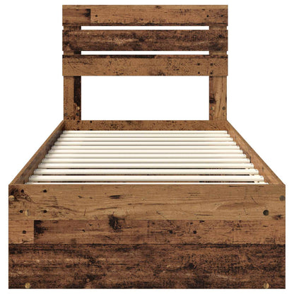 Bedframe met hoofdeinde Oudhout 90 x 190 cm Massief grenenhout