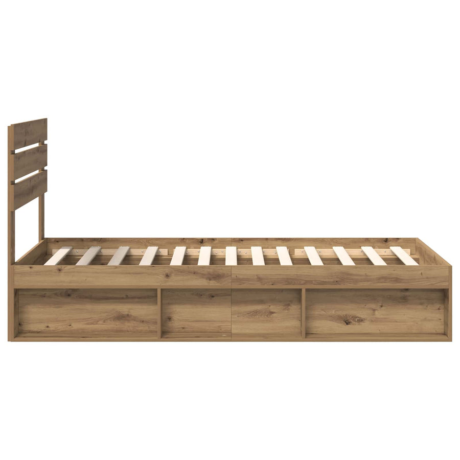 Bedframe Ambachtelijk eiken 90 x 190 cm Massief grenenhout