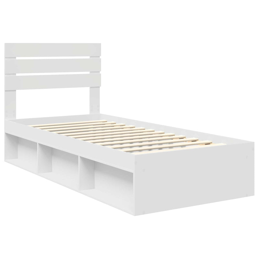 Bedframe met hoofdeinde Wit 75 x 190 cm Massief grenenhout