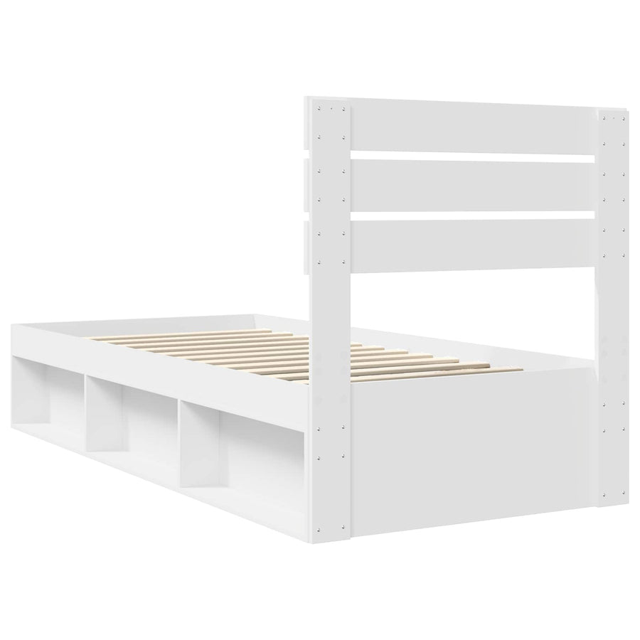 Bedframe met hoofdeinde Wit 75 x 190 cm Massief grenenhout