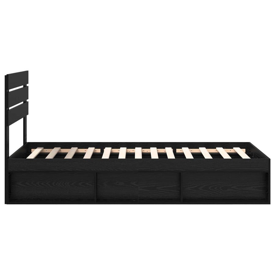 Bedframe met hoofdeinde Zwart 75 x 190 cm Massief grenenhout