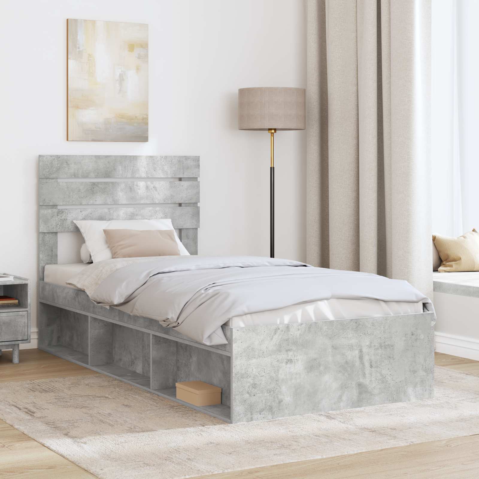 Bedframe Concerte Grijs 75 x 190 cm Massief grenenhout