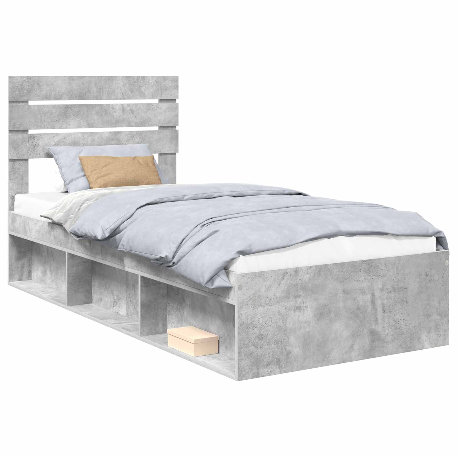 Bedframe Concerte Grijs 75 x 190 cm Massief grenenhout