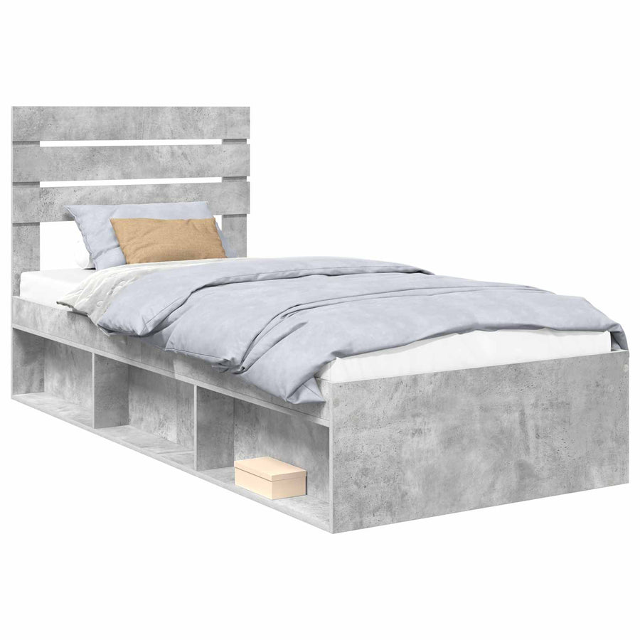 Bedframe Concerte Grijs 75 x 190 cm Massief grenenhout