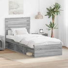 Bed Frame Grey Sonoma 75 x 190 cm Solid Pine Wood