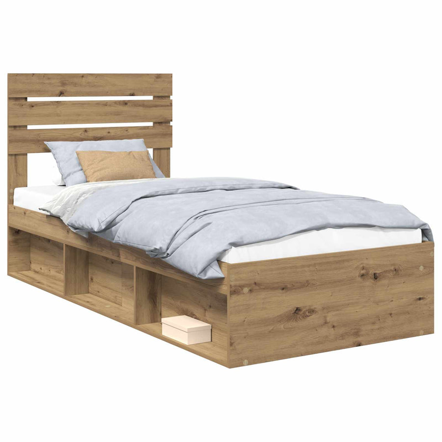 Bedframe Ambachtelijk eiken 75 x 190 cm Massief grenenhout