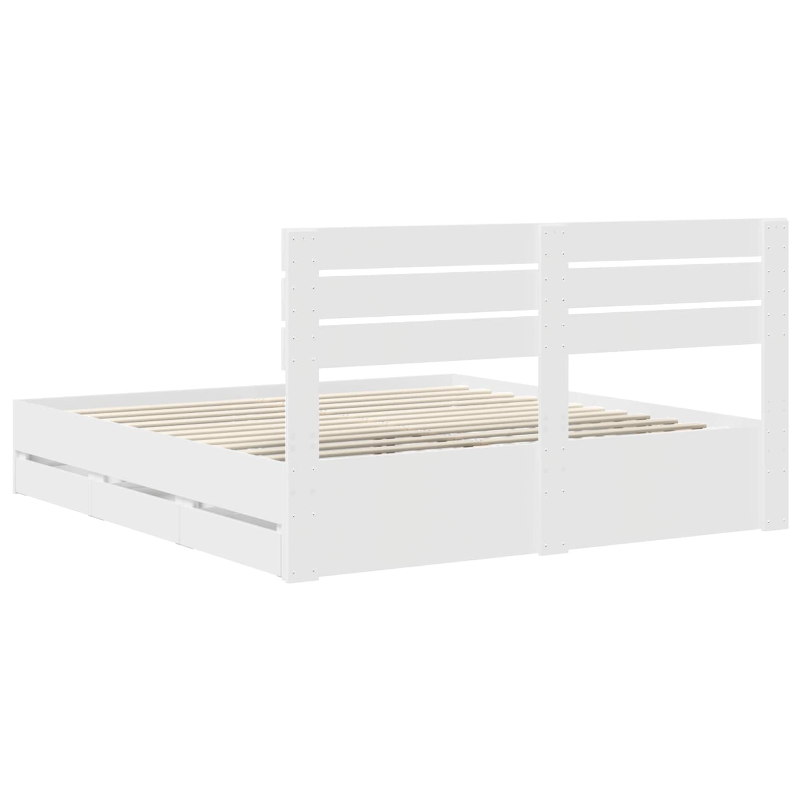 Bedframe met lade met opslag Wit 200 x 200 cm Ingenieurshout