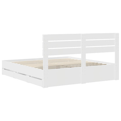 Bedframe met lade met opslag Wit 200 x 200 cm Ingenieurshout
