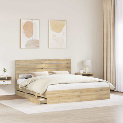 Bedframe met lade Sonoma Eiken 200 x 200 cm Ingenieurshout
