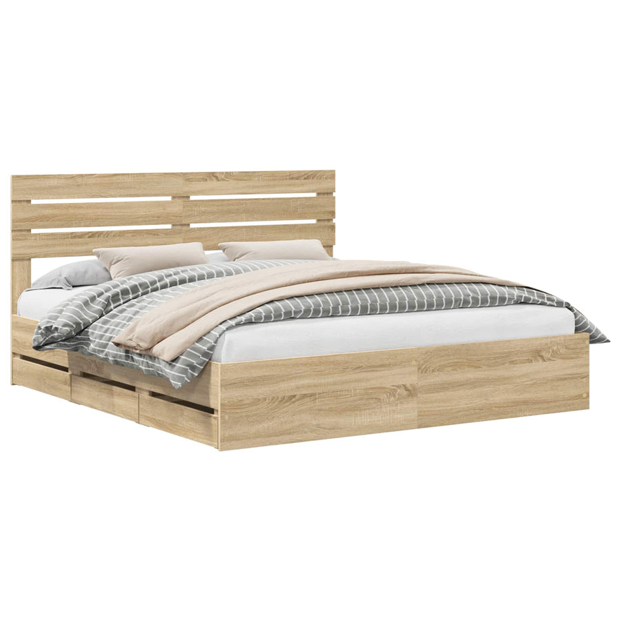 Bedframe met lade Sonoma Eiken 200 x 200 cm Ingenieurshout