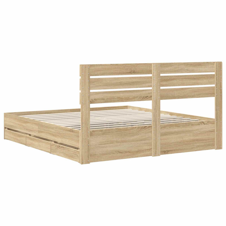Bedframe met lade Sonoma Eiken 200 x 200 cm Ingenieurshout