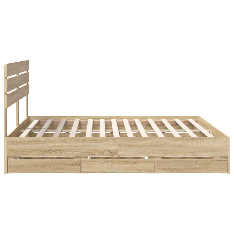 Bedframe met lade Sonoma Eiken 200 x 200 cm Ingenieurshout