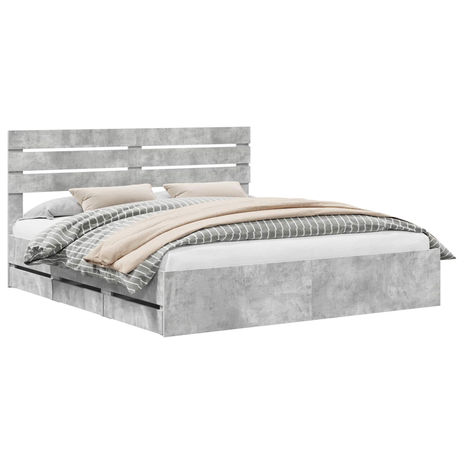 Bedframe met lade Beton Grijs 200 x 200 cm Ingenieurshout