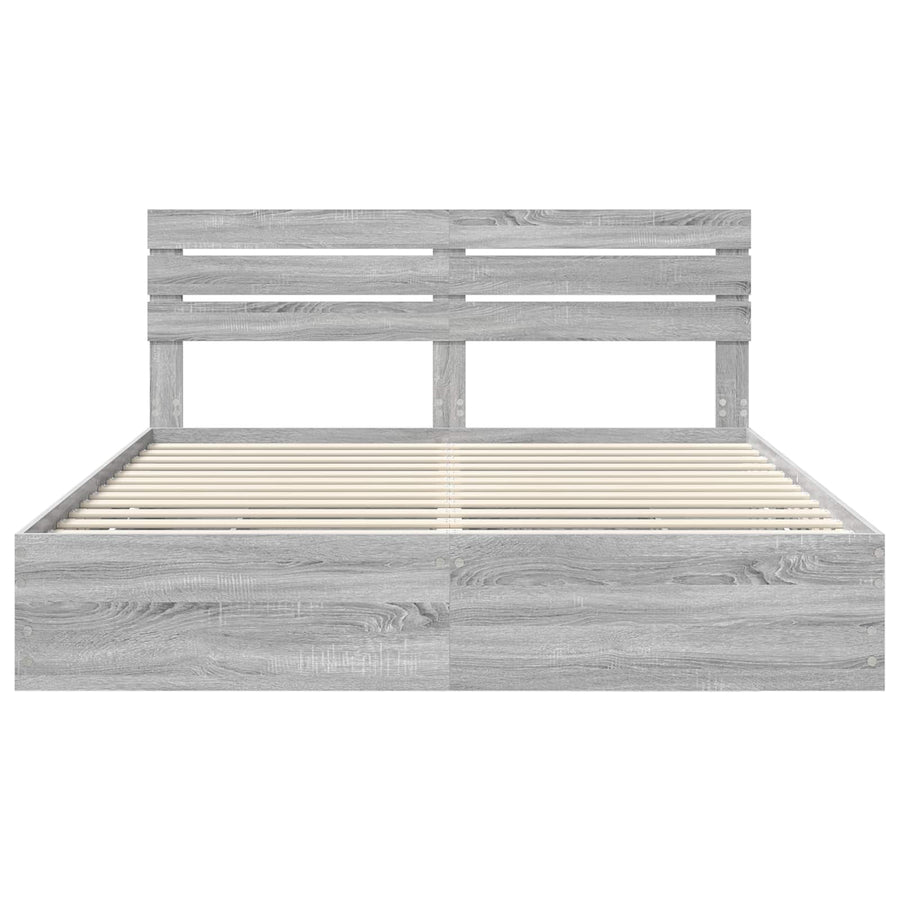 Bedframe met lade Grijs Sonoma 200 x 200 cm Ingenieurshout