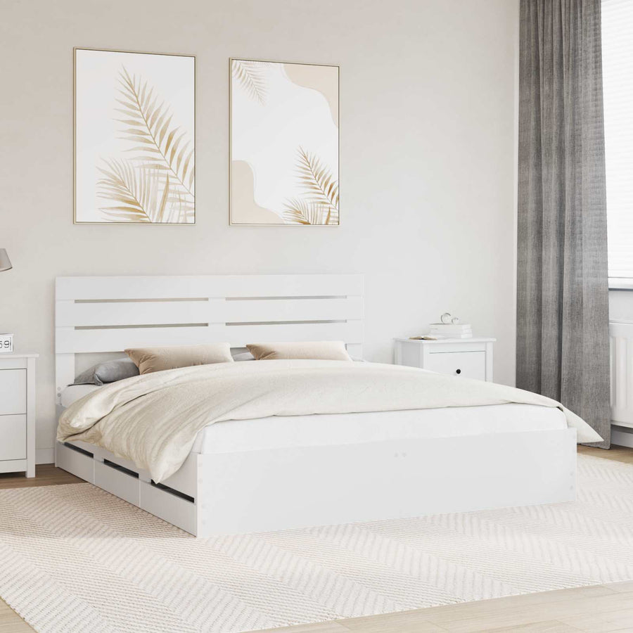 Bedframe met lade met opslag Wit 180 x 200 cm Ingenieurshout