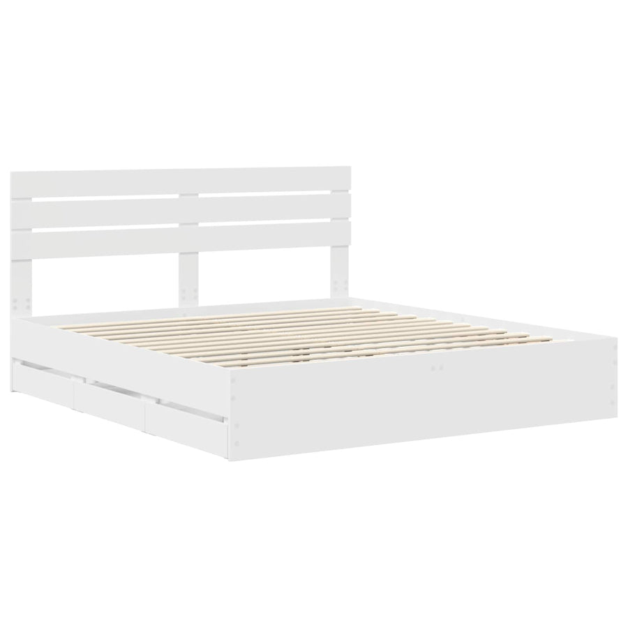 Bedframe met lade met opslag Wit 180 x 200 cm Ingenieurshout
