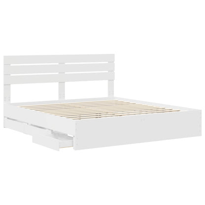 Bedframe met lade met opslag Wit 180 x 200 cm Ingenieurshout