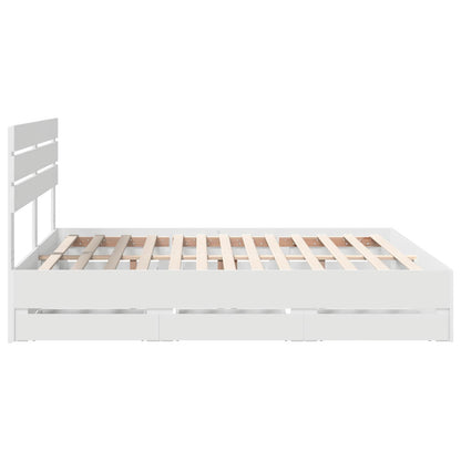 Bedframe met lade met opslag Wit 180 x 200 cm Ingenieurshout
