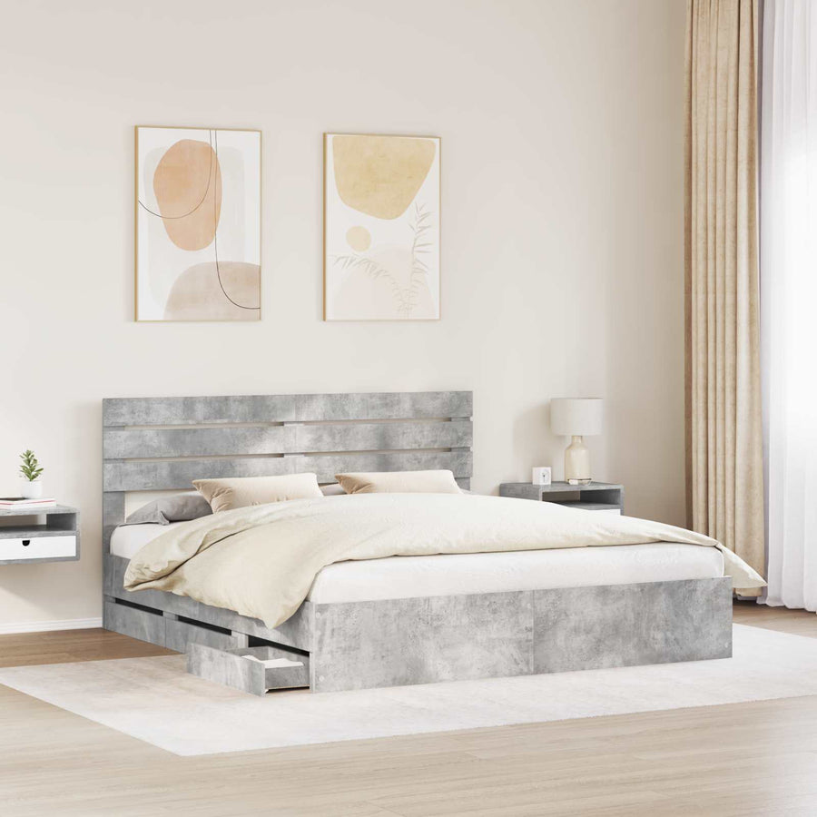 Bedframe met lade Beton Grijs 180 x 200 cm Ingenieurshout