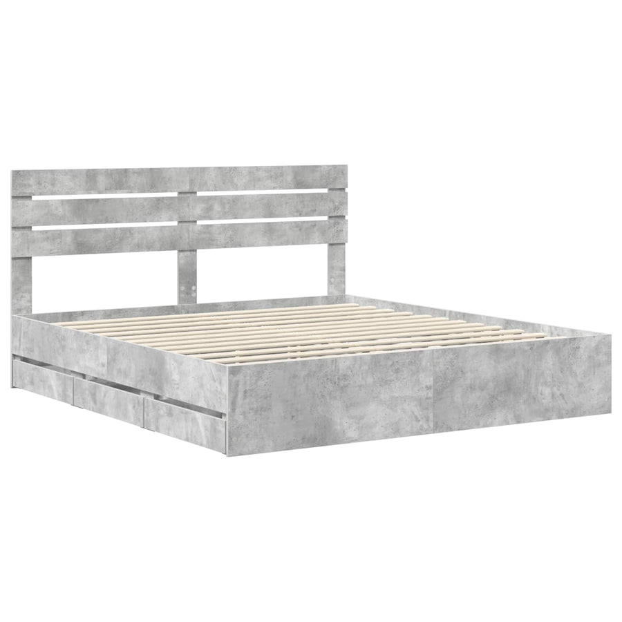 Bedframe met lade Beton Grijs 180 x 200 cm Ingenieurshout