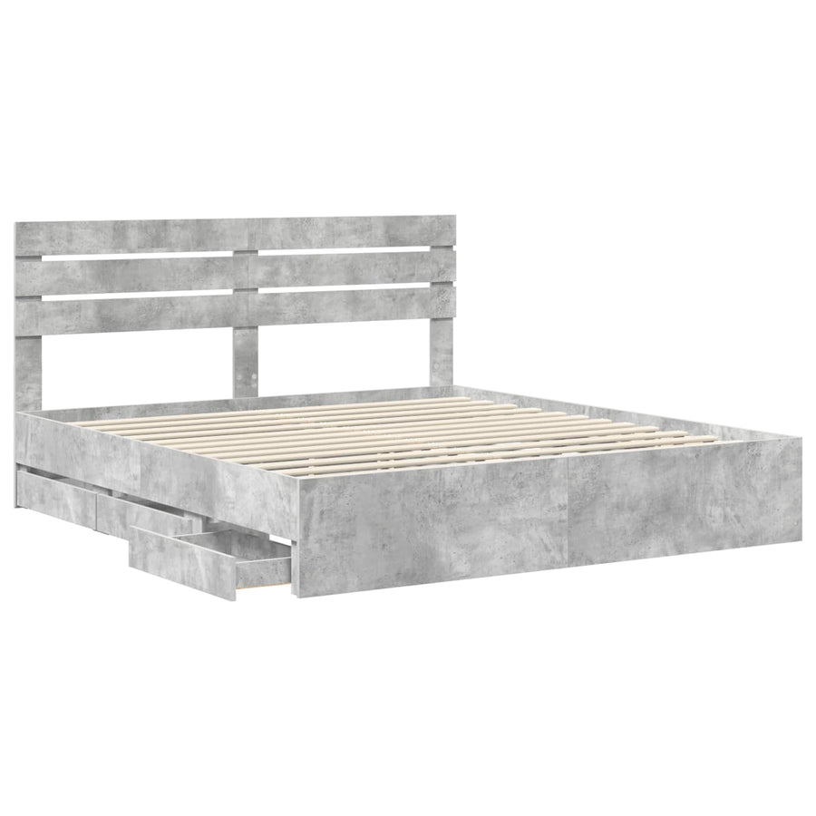 Bedframe met lade Beton Grijs 180 x 200 cm Ingenieurshout