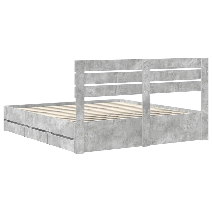 Bedframe met lade Beton Grijs 180 x 200 cm Ingenieurshout
