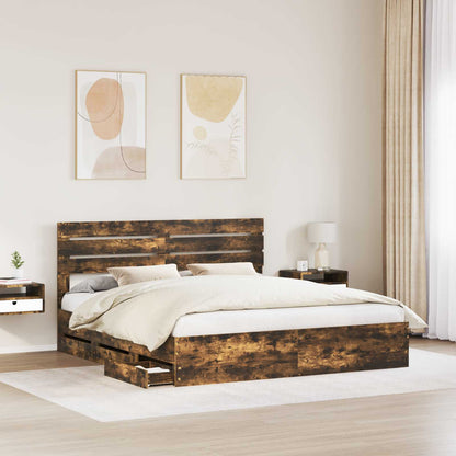 Bedframe met lade Gerookt eiken 180 x 200 cm Ingenieurshout