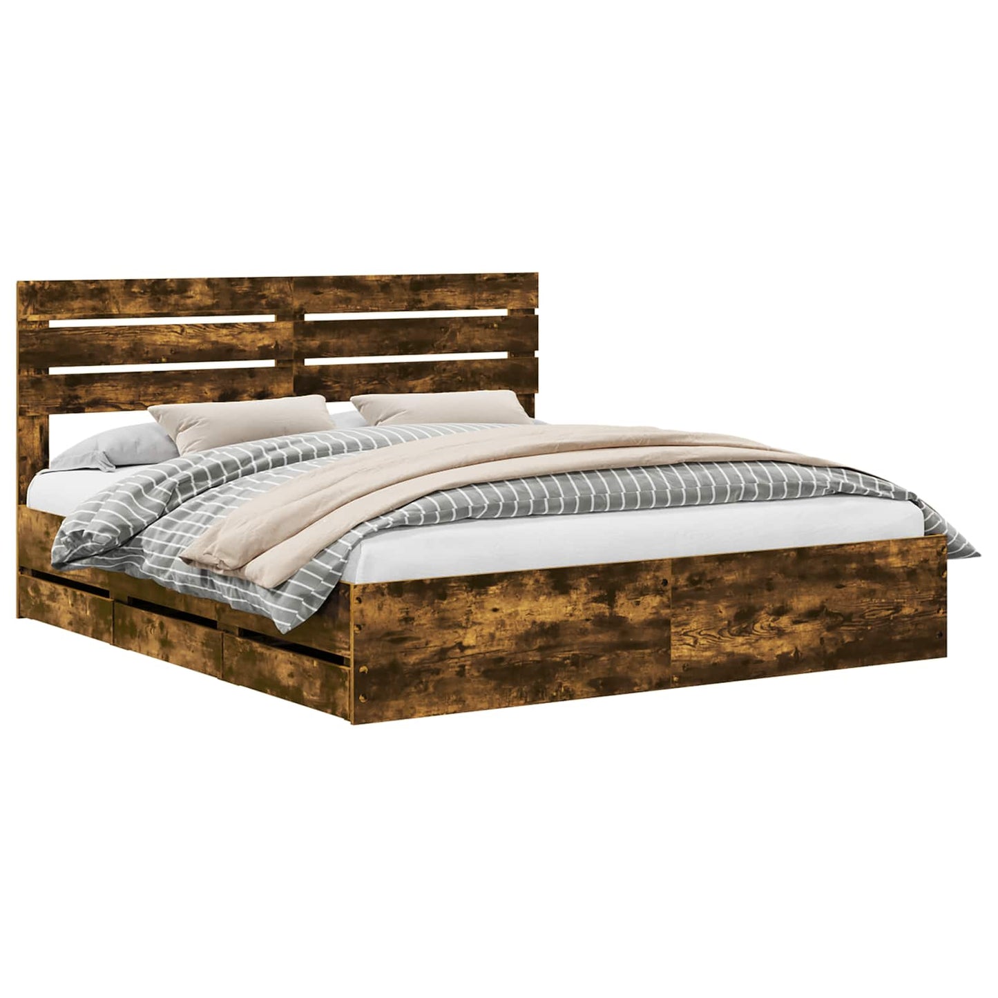 Bedframe met lade Gerookt eiken 180 x 200 cm Ingenieurshout