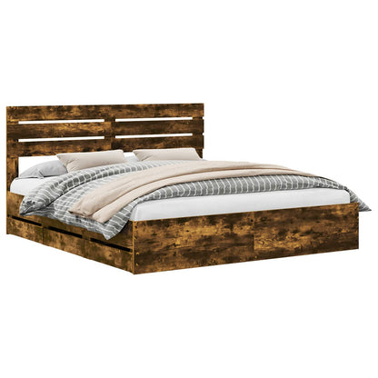 Bedframe met lade Gerookt eiken 180 x 200 cm Ingenieurshout