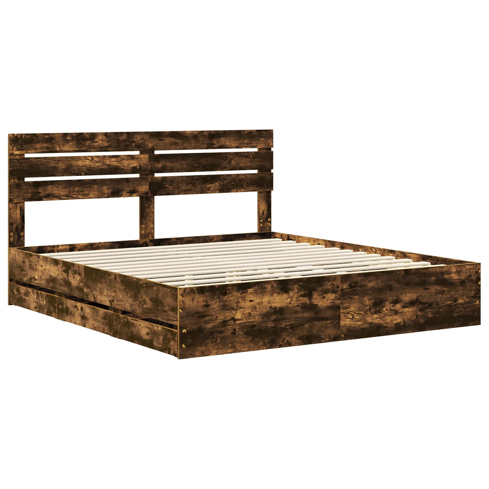 Bedframe met lade Gerookt eiken 180 x 200 cm Ingenieurshout