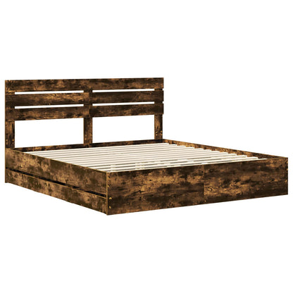 Bedframe met lade Gerookt eiken 180 x 200 cm Ingenieurshout