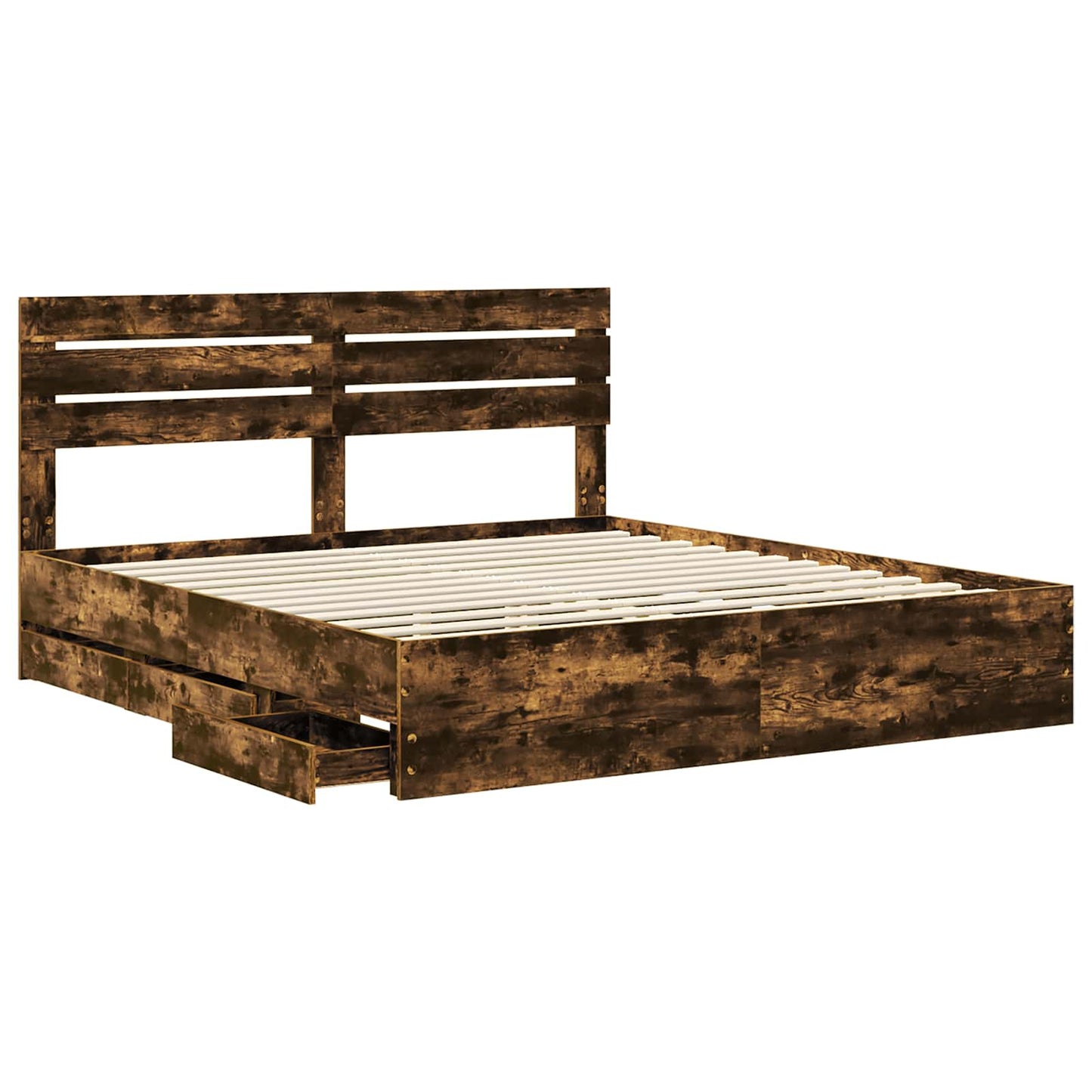 Bedframe met lade Gerookt eiken 180 x 200 cm Ingenieurshout