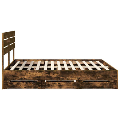 Bedframe met lade Gerookt eiken 180 x 200 cm Ingenieurshout