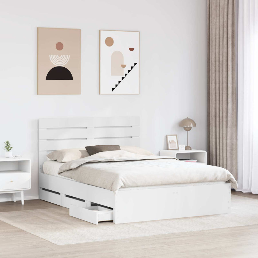 Bedframe met lade met opslag Wit 160 x 200 cm Ingenieurshout