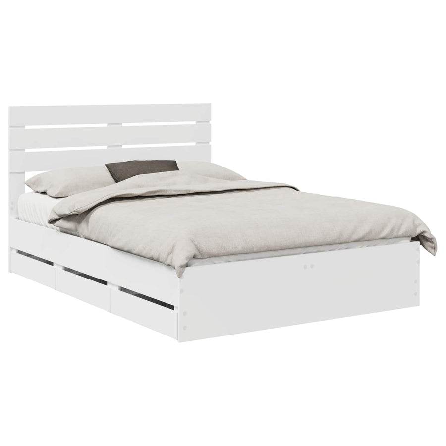 Bedframe met lade met opslag Wit 160 x 200 cm Ingenieurshout