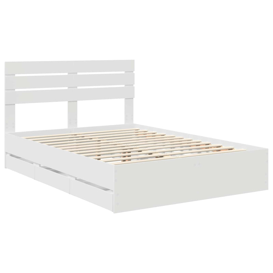 Bedframe met lade met opslag Wit 160 x 200 cm Ingenieurshout