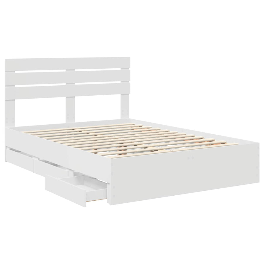 Bedframe met lade met opslag Wit 160 x 200 cm Ingenieurshout