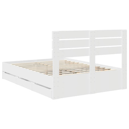 Bedframe met lade met opslag Wit 160 x 200 cm Ingenieurshout