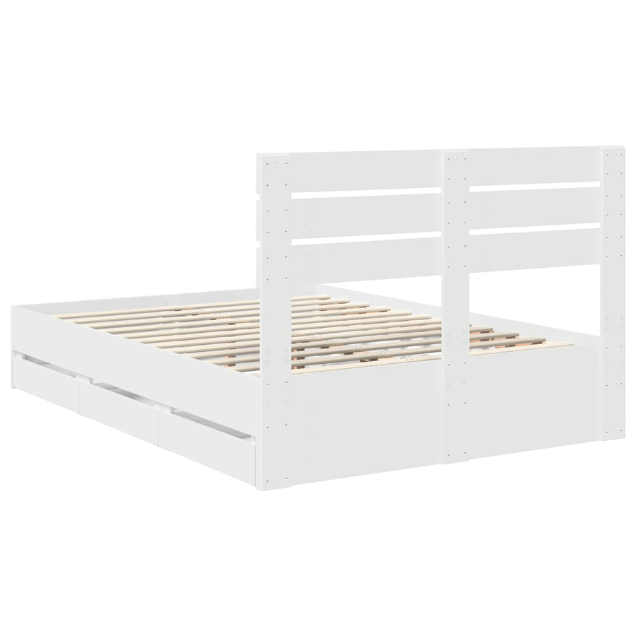 Bedframe met lade met opslag Wit 160 x 200 cm Ingenieurshout