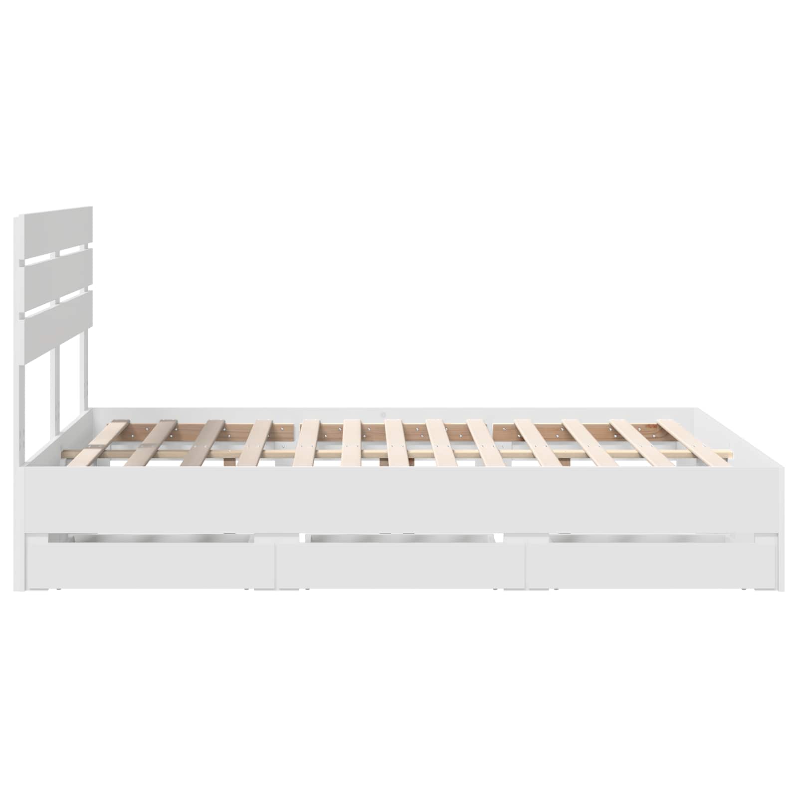 Bedframe met lade met opslag Wit 160 x 200 cm Ingenieurshout