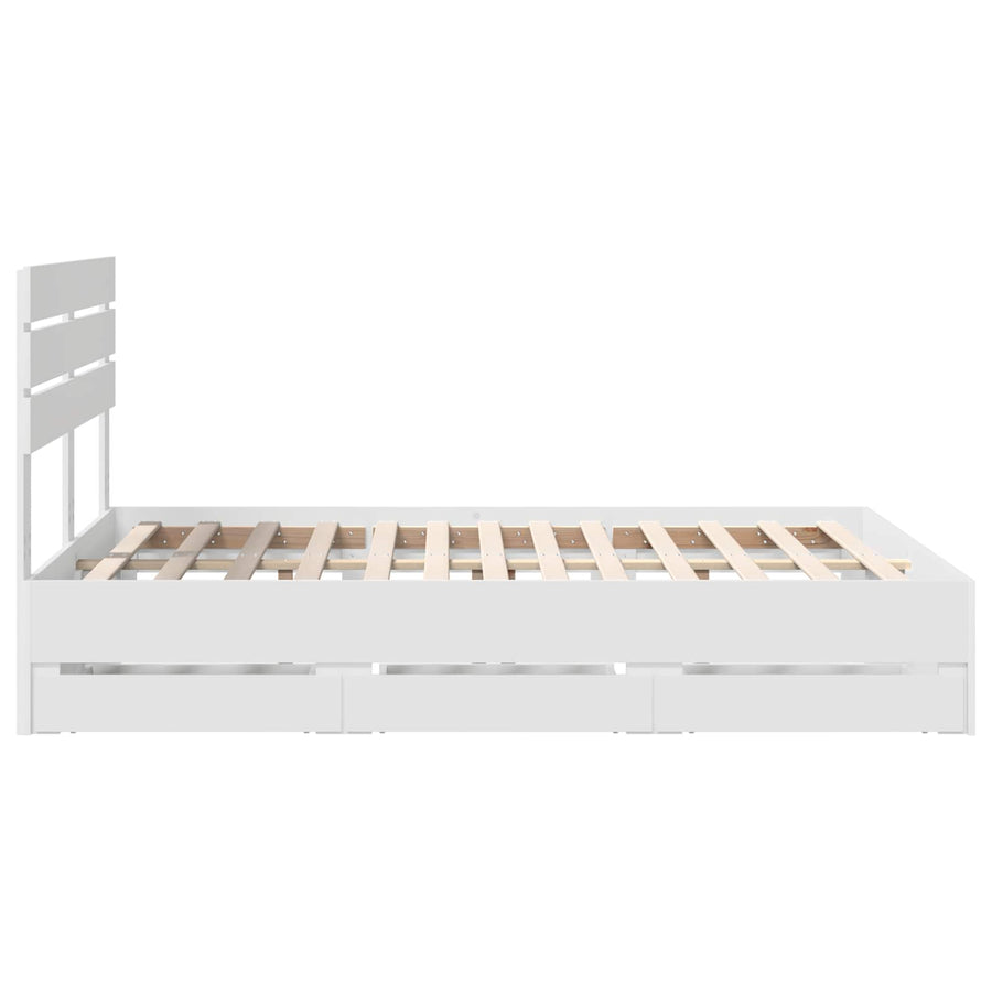 Bedframe met lade met opslag Wit 160 x 200 cm Ingenieurshout