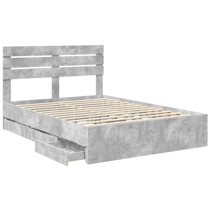 Bedframe met lade Beton Grijs 160 x 200 cm Ingenieurshout