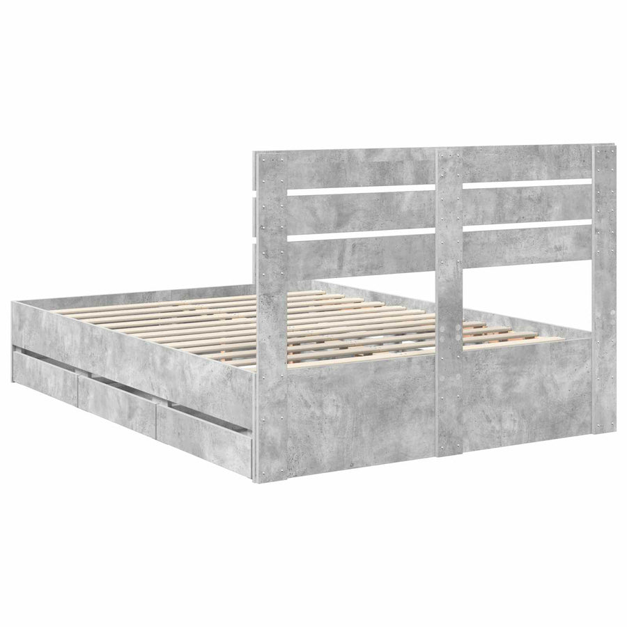 Bedframe met lade Beton Grijs 160 x 200 cm Ingenieurshout